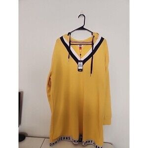 Tommy Hilfiger Dress Womens Adult Extra Large Yellow Hooded Logo Long Sleeve